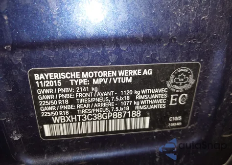 2016 BMW X1 xDrive28I z USA, uszkodzony, nr VIN WBXHT3C38GP887188